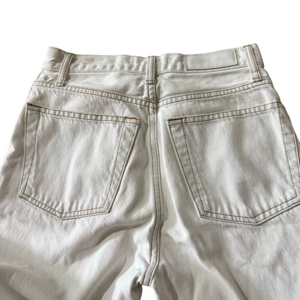 Re/done white high waisted button fly straight leg distressed hem jeans size 26 - Picture 4 of 8